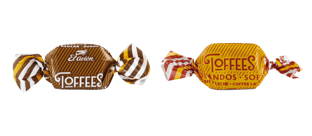 Nuevos packaging para los toffees blandos de café y leche y sin azúcar